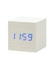 LED budzik drewniany zegarek stołowy sterowania głosem cyfrowy Despertador elektroniczny pulpit USB/AAA zasilany zegary wystrój 