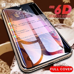 ESVNE 6D szkło ochronne na iPhone 6 6 s 7 8 plus XR X XS szkło pełna pokrywa iPhone xs Max ochraniacz ekranu szkło hartowane
