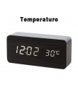 LED budzik drewniany zegarek stołowy sterowania głosem cyfrowy Despertador elektroniczny pulpit USB/AAA zasilany zegary wystrój 