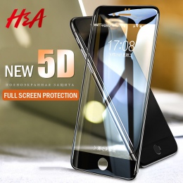 H & A 5D pełna pokrywa krawędzie szkło hartowane dla iPhone 7 8 6 Plus ekran Protector dla iPhone 6 6 s 7 Plus