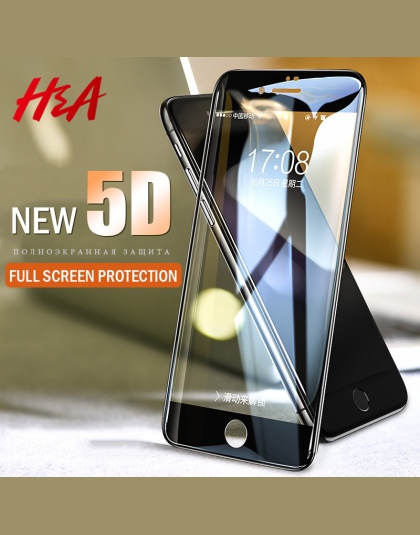 H & A 5D pełna pokrywa krawędzie szkło hartowane dla iPhone 7 8 6 Plus ekran Protector dla iPhone 6 6 s 7 Plus