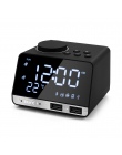 Wżycie K11 Bluetooth 4.2 radio z budzikiem głośnik z 2 portami USB LED cyfrowy budzik zegar do dekoracji domu drzemka zegar stoł