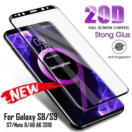 20D pełna zakrzywione szkło hartowane dla Samsung Galaxy S8 S9 Plus uwaga 9 8 ochronne na ekran do Samsung A8 A6 S7 krawędzi fol