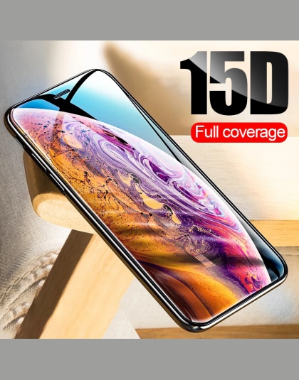 15D szkło ochronne na iPhone 6 6 s 7 8 plus XR X XS szkło pełna osłona ochraniacz ekranu dla iPhone Xs Max szkło hartowane