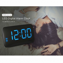 LED budzik zegar cyfrowy wyświetlacz LED sterowanie głosem elektryczny drzemki nocne podświetlenie pulpit zegary stołowe zegarek