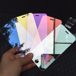 Efekt lustra szkło hartowane Screen Protector dla iPhone X XR XS Max 5S 5C SE 6 6 S 7 8 plus kolorowe pełna pokrywa folia ochron