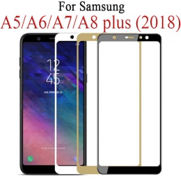 Pełna pokrywa szkło ochronne na Samsung Galaxy J4 J6 A6 A8 Plus A5 A7 J7 J8 2018 Glas pobla de segur A750 a730F Samsun samsung c