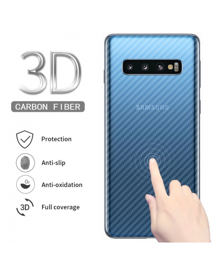 5 sztuk dla Samsung Galaxy S10 S9 S8 A8 Plus S10E A7 2018 uwaga 9 8 Note9 z włókna węglowego z powrotem ochraniacz ekranu naklej