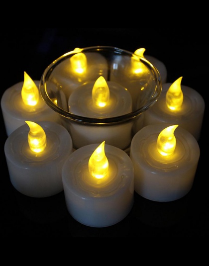 12 sztuk Mini ciepły biały velas led decorativas led bursztynowy blask vela de led mała candele kaarsen z baterią