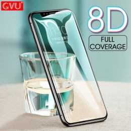 GVU 8D pełna pokrywa szkło hartowane dla iphone X 10 6 7 8 metalowa krawędź folia ochronna na ekran do iphone 6 S 7 8 Plus 5 5S 