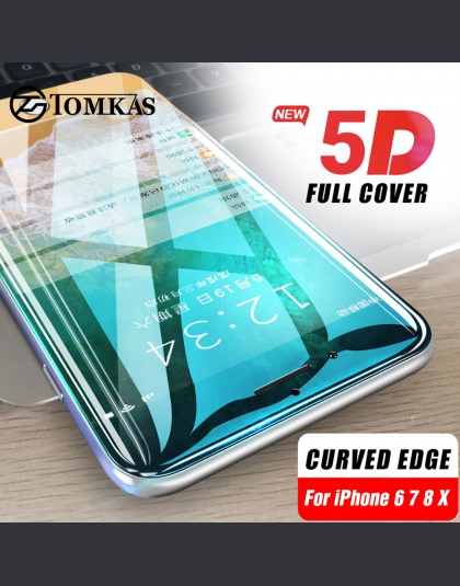 5D szkło dla iPhone 7 X szkło hartowane zakrzywione pełne etui do Edge szkło hartowane dla iPhone 7 6 6 s Plus X 8 Plus ekran oc