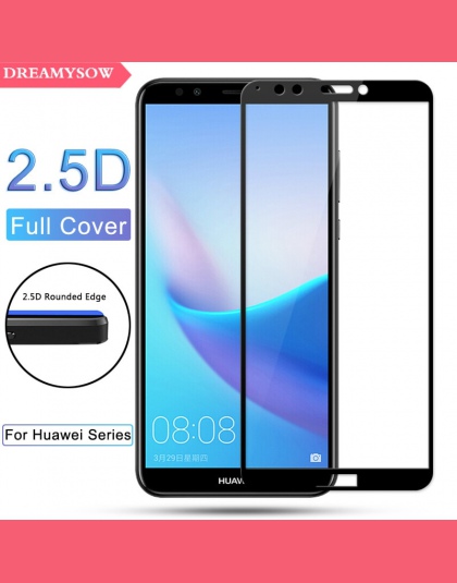 Ochraniacz ekranu HD szkło hartowane dla Huawei Y3 Y5 Y6 Y7 Y9 2018 Y5 Y6 2017 Y7 Prime Pro kolorowe folia na cały telefon