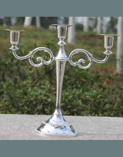 Srebrny/złoty/brązowy/czarny 3-Arms Metal filar świeczniki świecznik dekoracji ślubnych świeca stojak Mariage domu wystrój świec