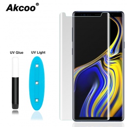 Akcoo uwaga 9 ochraniacz ekranu z nano płyn UV klej do Samsung Galaxy S8 S9 Plus S7 S6 krawędzi uwaga 8 pełny klej szkło ochronn