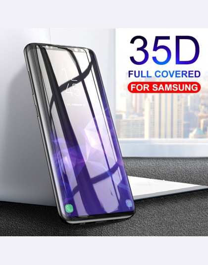 35D pełna zakrzywione szkło hartowane dla Samsung Galaxy S8 S9 Plus uwaga 8 9 osłona ekranu S9 S8 S7 S6 krawędzi folia ochronna