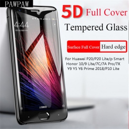 Nowy 5D pełna pokrywa szkło hartowane dla Huawei P20 P10 Lite Honor 10 9 Lite 7A 7C Pro 7X Y9 2018 P inteligentny ekran folia oc