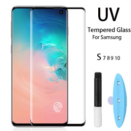 UV pełne kleju hartowanego szkła dla Samsung S8 S9 S10 Plus osłona ekranu dla Samsung Galaxy Note 8 9 S7 krawędź z UV płynnego p