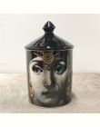 W stylu Vintage Fornasetti świecznik ręcznie świece słoik Retro Lina twarzy przechowywania ceramiczne Caft do dekoracji domu Jew