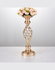10 sztuk/partia wazony z kwiatami świeczniki do stołu podstawa metalowa stojak metalowy złoty filar świecznik na kandelabr wesel