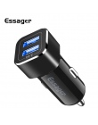 Essager 2.4A Dual USB ładowarka samochodowa do iPhone Xiao mi mi 9 Samsung S10 ładowarka samochodowa USB Adapter samochodowy ład