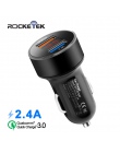Czytnik kart pamięci Rocketek mini podwójny USB QC3.0 ładowarka samochodowa 3.1A 5 V wyświetlacz LCD uniwersalny telefon ładowar