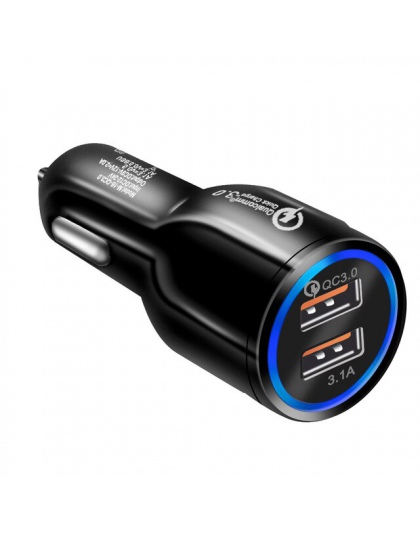 Ładowarka samochodowa USB szybkie ładowanie 3.0 2.0 ładowarka do telefonu komórkowego z 2 portami USB szybka ładowarka samochodo