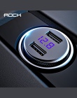 ROCK mini ładowarka samochodowa dual Usb wyświetlacz LED uniwersalny 3.4A komórkowy tablet z funkcją telefonu szybkie ładowanie 