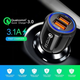 Ładowarka samochodowa podwójna ładowarka USB szybkie ładowanie 3.0 2.0 dla Samsung S10 Plus QC 3.0 adapter do ładowarki ładowark