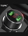 TOPK G209 wyświetlacz cyfrowy podwójny USB ładowarka samochodowa do iPhone Xs Max Samsung Xiaomi 3.1A monitorowanie napięcia ład