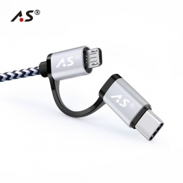 A.S kabel USB QC 3.0 Micro USB typu C kabel do szybkiego ładowania 2in1 typu C kabel do Samsung S9 s8 Huawei P10 Meizu Pro 7 1 M