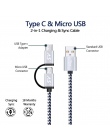 A.S kabel USB QC 3.0 Micro USB typu C kabel do szybkiego ładowania 2in1 typu C kabel do Samsung S9 s8 Huawei P10 Meizu Pro 7 1 M