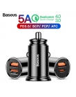 Baseus 30 W szybkie ładowanie 4.0 3.0 samochodów ładowarka do Samsunga Huawei Supercharge SCP USB typu C PD 3.0 szybka ładowarka