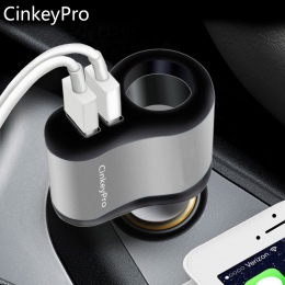 CinkeyPro ładowarka samochodowa zapalniczka 2-porty USB ładowarka 2.1A ładowarka samochodowa telefon komórkowy uniwersalna do iP