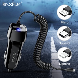 RAXFLY podwójna ładowarka samochodowa USB ładowarka samochodowa do iPhone XS Max ładowania telefonu adapter Micro USB typu C dla