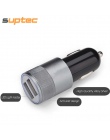 SUPTEC ładowarka telefon samochodowy 2 Port mini ładowarka samochodowa dual USB Adapter szybkie ładowanie 5 V 2A dla iPhone Sams