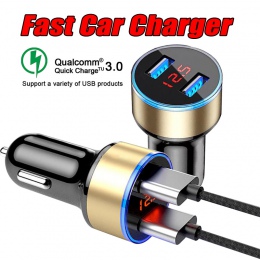 Uniwersalny podwójny USB ładowarka samochodowa Adapter 3.1A z wyświetlaczem LED Auto pojazdu telefon ładowarka samochodowa dla i