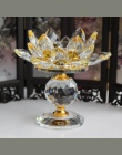 XINTOU kryształ szklany klocek kwiat lotosu metalowe świeczniki Feng Shui wystrój domu duże Tealight świecznik uchwyt świeczniki