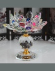 XINTOU kryształ szklany klocek kwiat lotosu metalowe świeczniki Feng Shui wystrój domu duże Tealight świecznik uchwyt świeczniki