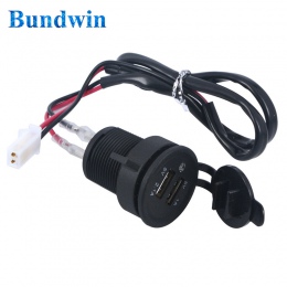 Bundwin DC 12 V podwójny ładowarka do telefonu na USB motocykl samochód gniazdo do zapalniczki ładowarka zasilacz dla samochodów