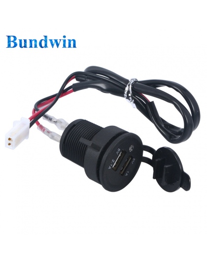 Bundwin DC 12 V podwójny ładowarka do telefonu na USB motocykl samochód gniazdo do zapalniczki ładowarka zasilacz dla samochodów
