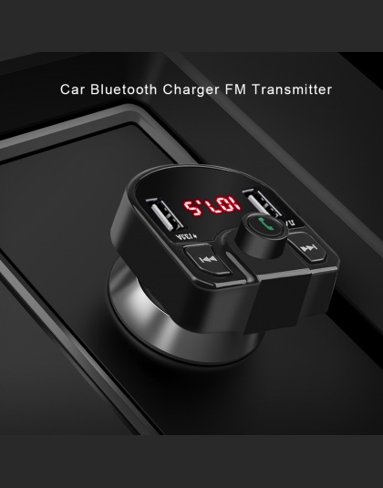 Kebidu podwójny USB ładowarka samochodowa Bluetooth do telefonu ładowarka nadajnik FM MP3 odtwarzacz radia napięcie wyświetlacz 