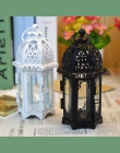 Świecznik europejski styl żelaza szkło świecznik latarnia marokański styl świece latarnia przezroczyste szkło czarny/biały