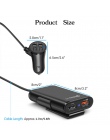 Szybkie QC3.0 ładowarka samochodowa 2.4A + 3.1A 4 Port USB z 5.6ft przedłużacz kabla zasilającego do tylnym siedzeniu ładowania 