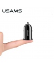 Ulepszona Mini ładowarka samochodowa, USAMS 2 Port USB Smart 3.1A 2.4A szybkiego ładowania USB do telefonu samochodowego ładowar