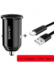 Ulepszona Mini ładowarka samochodowa, USAMS 2 Port USB Smart 3.1A 2.4A szybkiego ładowania USB do telefonu samochodowego ładowar