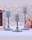 Peandim 3 sztuk srebra pozłacane świecznik kandelabr kryształowy centralny dekoracje ślubne romantyczny centrum tabeli