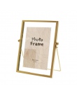 Złoty Metal i szklana ramka na zdjęcia składane drutu pulpit obraz mosiądz ramki do portretów i krajobraz