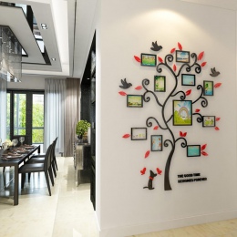 3D DIY rodzina ramka drzewo wystrój domu Design salon w stylu Vintage Wall Art naklejki plakat ramki do zdjęć Pegatinas