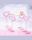 Śliczne różowy Metal zdjęcie klip biuro pulpit jednorożec miłość Flamingo kształt wiadomość uwaga klip dekoracji wnętrz biurowyc