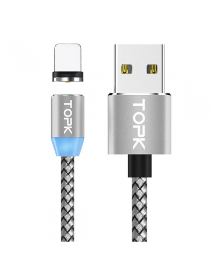 TOPK AM17 1 M LED magnetyczny kabel USB dla iPhone Xs Max 8 7 6 i kabel USB typu C i mikro kabel USB do Samsung Xiaomi LG USB C